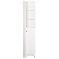 HOMCOM Tall Bathroom Cabinet Storage Cupboard Floor Standing Home Bathroom Furniture w/ 6 Shelves 165H x 34W x 20D cm White(m-1)