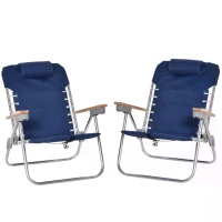 Outsunny 7-Position Backpack Folding Beach Chair Ultralight Camping Chair w/ Backpack Strap for Travel, Picnic, Festival, Navy Blue(m-4)