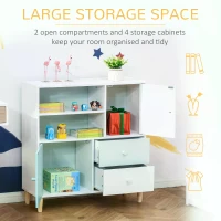 HOMCOM Kids Bookcase Multi-Shelf Modern Freestanding Cabinet of Drawer Book Magazine Organizer Study Bedroom 80 x 30 x 85cm Blue(m-4)