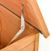 PawHut Rabbit Hutch Small Animal Guinea Pig House Off-ground Ferret Bunny Cage Duck House Hideaway Chinchilla Cage Outdoor Indoor Backyard with Openable Main House & Run Roof 125.5 x 100 x 49cm Orange(m-8)