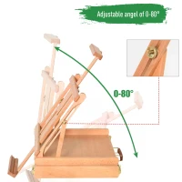 HOMCOM Foldable Studio Easel Angle & Height Adjustable Beechwood Painting and Display Easel, Portable Sturdy Table Desktop Holder Stand with Drawer(m-5)