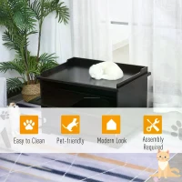 PawHut Wooden Cat Litter Box Enclosure Indoor Cat House Hidden Washroom End Table Hideaway Storage Cabinet, Brown(m-4)