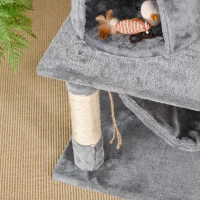 PawHut 145cm Cat Tree Multi-tier Activity Center Scratcher Pet Condo House Tower Hammock & Toys, Grey(m-11)