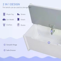 HOMCOM 4-Piece Kids Table and Chair Set with 2 Wooden Chairs, 1 Storage Bench, and Interesting Modern Design, Grey/White(m-6)