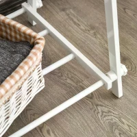 HOMCOM Minimalist Foldable Adjustable Clothes Rack Hanger w/ 2 shelves 107.5L x 45W x 150H cm Hallway Entryway Furniture - White(m-11)