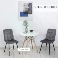 HOMCOM Set Of 2 Armless Flannelette Dining Chairs Home Seat w/ Metal Frame Padding Foot Pads Comfort Support Stylish Office Grey(m-4)