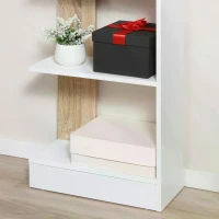 HOMCOM 5-Tier Multi-Use Shelf Freestanding Rack Organizer Display Bookcase Home Storage Utility Stand Multifunctional Holder Oak Color & White(m-6)