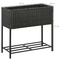 Outsunny PE Rattan Raised Flower Plant Vegetables Stand Rack Shelf Box Growth Outdoor Indoor(m-3)