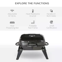 Outsunny  Portable Charcoal  Barbecue BBQ Grill Compact Fodling Camping Picnic Garden Party Festival Cooker Table Top with Chrome Grid(m-4)
