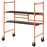 HOMCOM Multi Purpose Scaffolding Ladder with Locking Wheels, Adjustable Working Platform, Steel Frame(m-11)