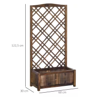 Outsunny 60x30x123cm Raised Bed with Trellis Standing Lattice Panels for Plants,Flowers or Vine Garden Outdoor Indoor, 60x30x122.5cm, Brown(m-3)