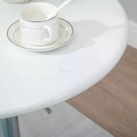 HOMCOM Modern Round Bar Table Adjustable Height Home Pub Bistro Desk Swivel Painted Top with Silver Steel Leg and Base, White(m-9)