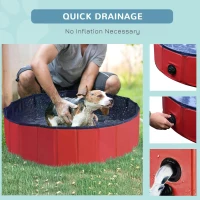 PawHut Foldable Dog Paddling Pool Pet Cat Swimming Pool Indoor/ Outdoor Collapsible Summer Bathing Tub Shower Tub Puppy Washer, Φ 100 x 30H cm, Red(m-6)