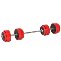HOMCOM 30KGS Two-In-One Dumbbell & Barbell Adjustable Set Strength Muscle Exercise Fitness Plate Bar Clamp Rod Home Gym Sports Area(m-10)