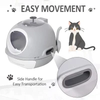 PawHut Cat Litter Box Toilet with Litter Scoop Enclosed Drawer, Front Entry Top Exit, Easy To Clean Grey(m-5)
