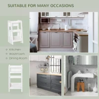 HOMCOM Kids Step Stool, Adjustable Standing Platform, Toddler Kitchen Stool(m-6)