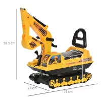 HOMCOM Ride On Excavator Toy Tractors Digger Movable Walker Construction Truck 3 Years(m-3)