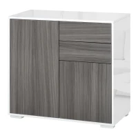 HOMCOM High Gloss Frame Sideboard, Side Cabinet, Push-Open Design with 2 Drawer for Living Room, Bedroom, Grey(m-1)