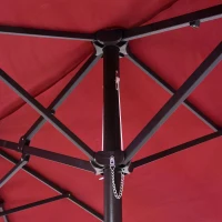 Outsunny 4.6m Garden Parasol Double-Sided Sun Umbrella Patio Market Shelter Canopy Shade Outdoor Wine Red - NO BASE(m-10)