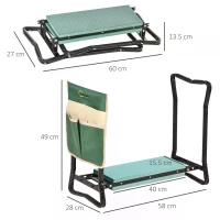Outsunny Foldable Steel Frame Garden Kneeler Seat w/ Foam Bag Tool Bag Pouch Outdoor Garden Stable Sturdy Assistance Versatile Use(m-3)
