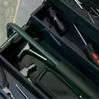 DURHAND Metal Tool Box Portable 5-Tray Cantilever Steel Tool Chest Cabinet,57L x 21W x 41Hcm Dark Green(m-6)
