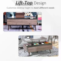 HOMCOM Lift-Top Coffee Table with storage  100x 65 x 39cm Grey(m-4)