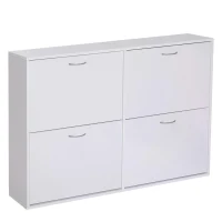 HOMCOM Wooden Modern Design 4 Drawer Shoes Cabinet Pull Down Shelf Storage Organiser - White(m-8)