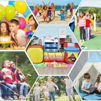 HOMCOM 3 in 1 Pop Up House Tent Play Tunnel Set Toddlers Crawl Tunnel Kids Playhouse Indoor Outdoor Garden Use Multicolor 230 x 70 x 89 cm(m-4)