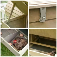 PawHut Wooden Chicken Coop Outdoor Hen House Poultry Cage with Removable Tray Nesting Box Backyard, 167.5 x 109 x 100cm, Grey(m-9)