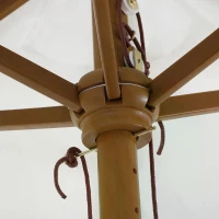 Outsunny D2.5m Bamboo Wooden Market Patio Umbrella Garden Parasol Outdoor Sunshade Canopy, 6-ribs, Cream White(m-9)