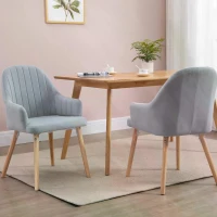 HOMCOM 2 Piece Set Velvet Style Dining Chair with Solid Rubber Legs Living Room Bedroom Modern Upholstered Seat(m-2)