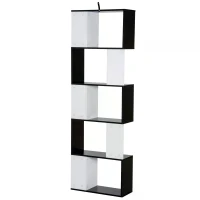 HOMCOM 5-tier Bookcase Storage Display Shelving S Shape design Unit Divider Black(m-10)