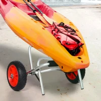HOMCOM Kayak Cart Boat Canoe Carrier Tote Dolly Trolley Transport Trailer NO-Flat Wheel Silver(m-2)