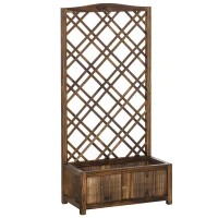 Outsunny 60x30x123cm Raised Bed with Trellis Standing Lattice Panels for Plants,Flowers or Vine Garden Outdoor Indoor, 60x30x122.5cm, Brown(m-1)