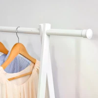 HOMCOM Minimalist Foldable Adjustable Clothes Rack Hanger w/ 2 shelves 107.5L x 45W x 150H cm Hallway Entryway Furniture - White(m-8)