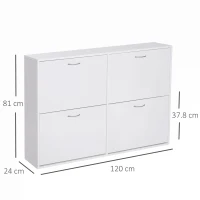 HOMCOM Wooden Modern Design 4 Drawer Shoes Cabinet Pull Down Shelf Storage Organiser - White(m-3)