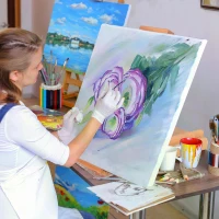 HOMCOM Foldable Studio Easel Angle & Height Adjustable Beechwood Painting and Display Easel, Portable Sturdy Table Desktop Holder Stand with Drawer(m-8)