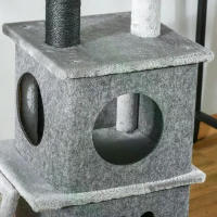 PawHut 255cm Floor To Ceiling Cat Tree for Indoor Cats Climber Scratching Post Adjustable Height Play Tower Removable Cover Grey(m-9)