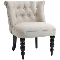 HOMCOM Vintage Leisure Accent Chair with Button Tufted Straight Back, Turned Legs, Thick Sponge Padding for Living Room, Dining Room, Study, Beige