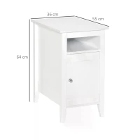 HOMCOM Modern Side Table with 1 Drawer 1 Shelf 1 Door Cabinet, Elegant End Desk with Movable Partition for Living Room Bedroom Dorm, White(m-3)