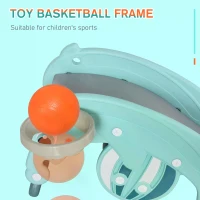 HOMCOM 3-in-1 Baby Rocking Horse Portable Slide Basketball Hoop Equipment Indoor Outdoor Playground Toy, Age 18-36 Months, Green(m-4)