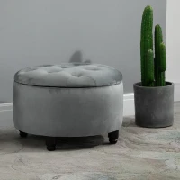 HOMCOM Storage Ottoman Footrest Corner Chair Rubber Wood Feet with Floor Protector Removable Lid(m-2)