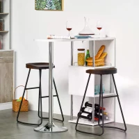 HOMCOM Modern Bar Table Accent Console Serving Buffet with 3-bottle Wine Rack & Side Storage Shelf(m-2)