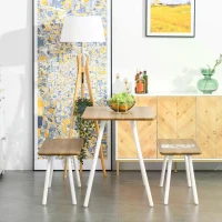 HOMCOM Rustic Cottage Style 3-Piece Dining Table Set with 2 Benches for Kitchen, Dining Room(m-7)