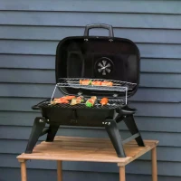 Outsunny  Portable Charcoal  Barbecue BBQ Grill Compact Fodling Camping Picnic Garden Party Festival Cooker Table Top with Chrome Grid(m-2)