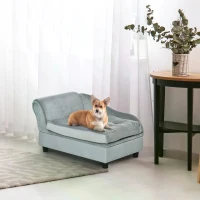 PawHut Pet Sofa Couch Dog Bed Storage Function Cat Removable Cushion Lounge Blue 76 x 45 x 41.5 cm(m-2)