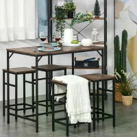HOMCOM Industrial Rectangular Bar Table Set with 4 Stools for Dining Room, Kitchen, Dinette(m-10)