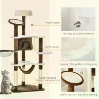 PawHut Cat Tree Scratching Tower House Activity Center Post Climbing Hammock Condo Perch 153 cm(m-5)