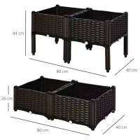 Outsunny  Set of 4 Garden Raised Bed Elevated Patio Flower Plant Planter Box Vegetables Planting Container PP(m-3)