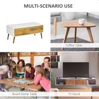 HOMCOM Coffee Table for Living Room, Office, Study Room, Reception Room, w/ 4 Storage Drawers, Sofa Table, Graceful Functional Table, Natural Wood(m-7)